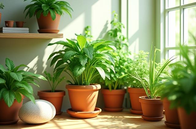 Indoor garden with lush green plants and natural light