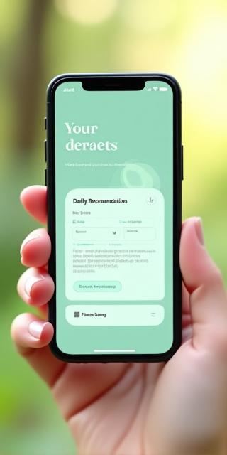 A sleek smartphone mockup displaying the mobile interface of Nexus Living's wellness app with a daily recommendation notification.